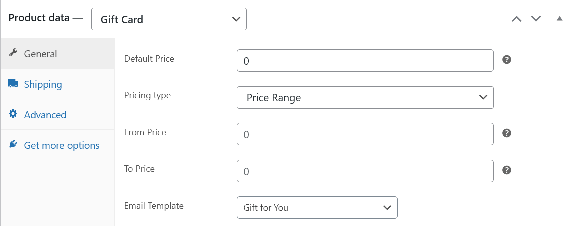 **Product settings** - You can exclude the product categories for the Gift Cards.