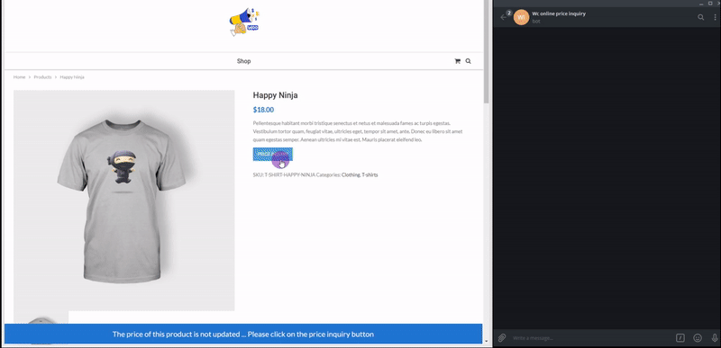 inquiry for a product and answer in telegram bot