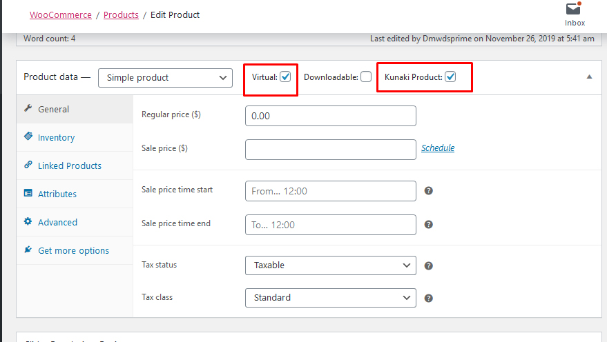 woocommerce produst settings