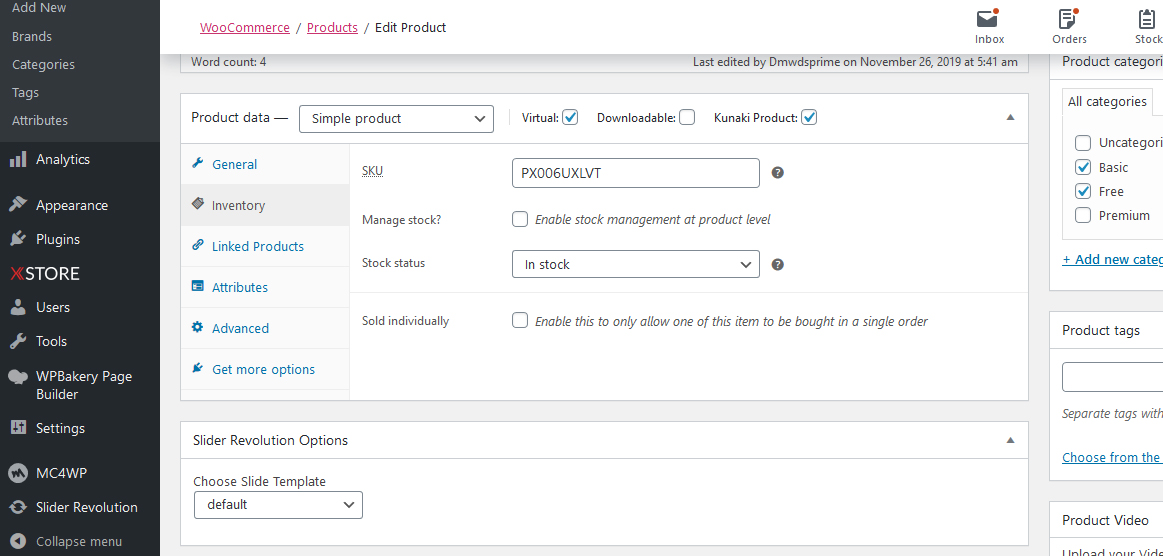 Inventory where you enter the Kunaki sku