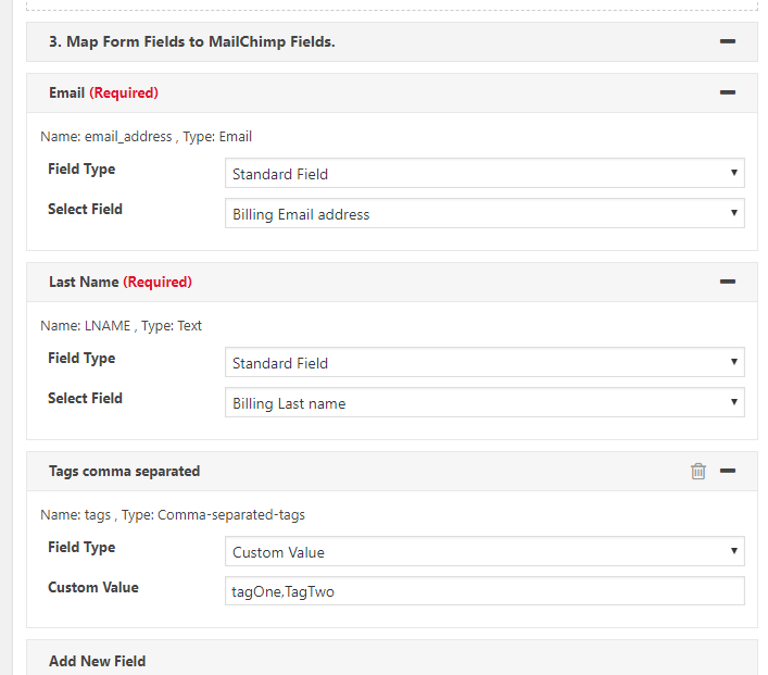 Map WooCommerce Order Fields to Mailchimp.