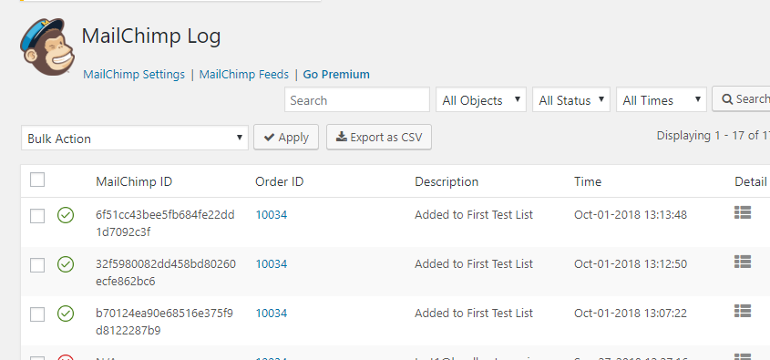 WooCommerce Order data sent or not sent to mailchimp.
