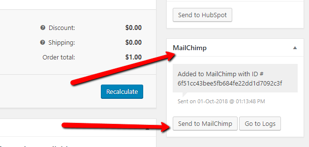 Manually send Woocommerce orders to mailchimp.