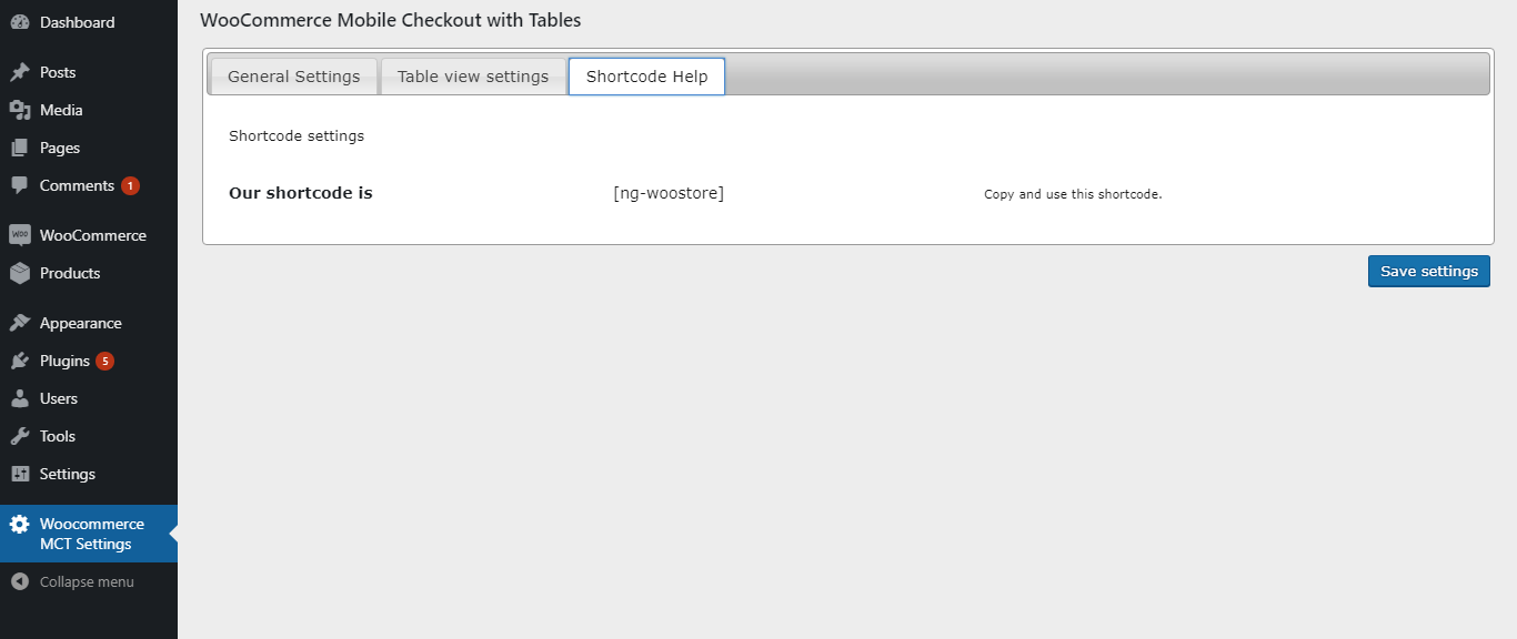 Table View Front-end