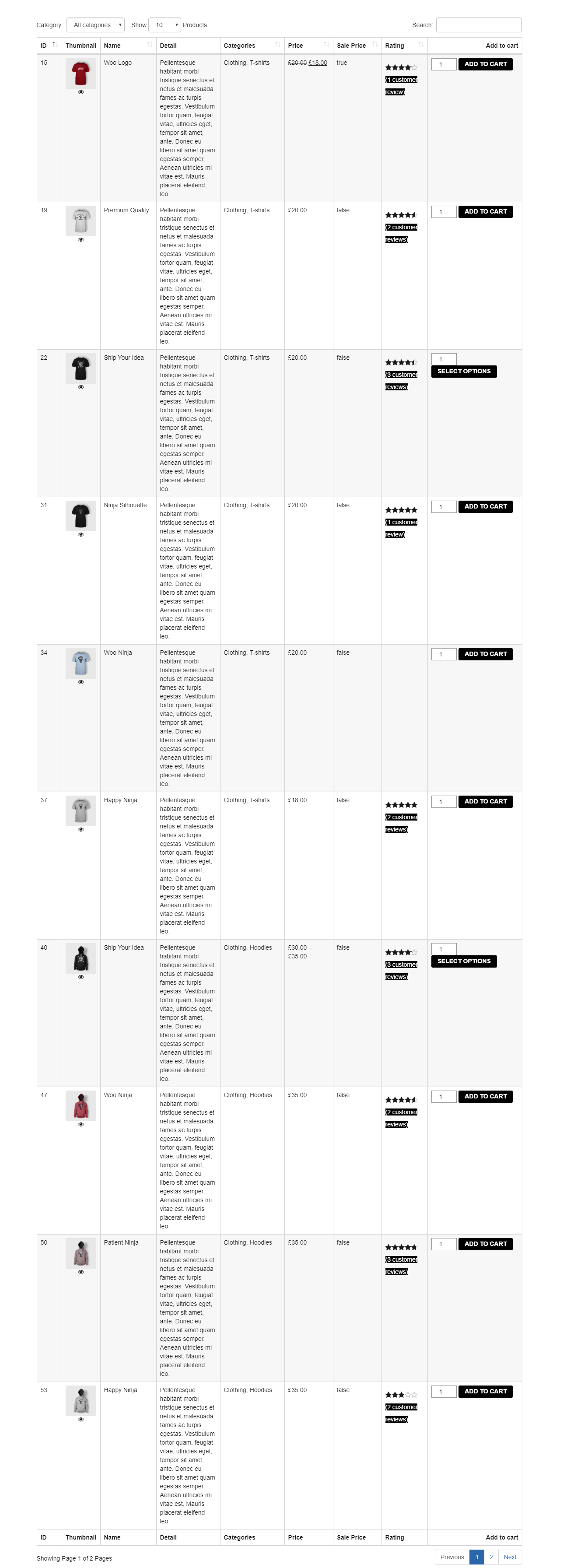 Grid View Front-end