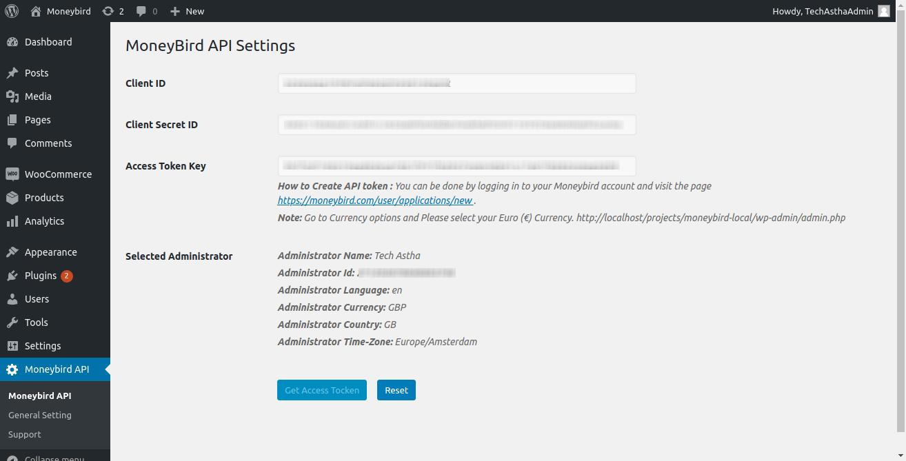 Here your access token And Administrator Details.