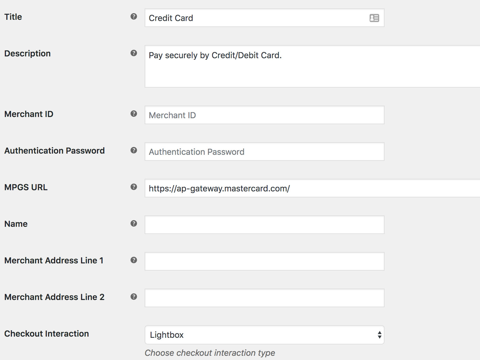 WooCommerce MPGS setting page