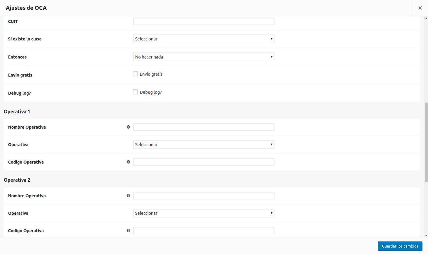 Configuracion de OCA 2