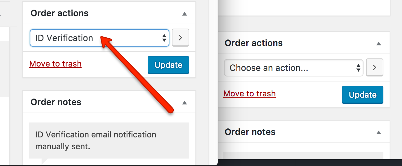 The screenshot (assets/screenshot-1.png) show where order action email works and from where need to send email.
