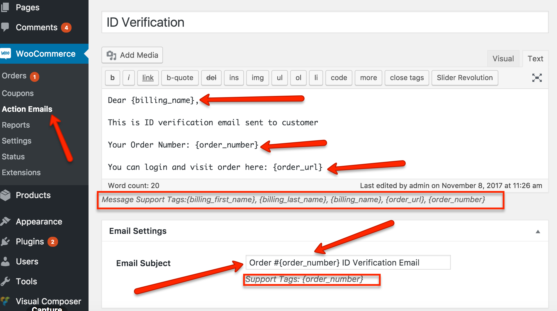 The screenshot (assets/screenshot-3.png) Show email settings details.