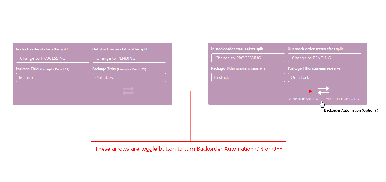 Screen options for split methods.