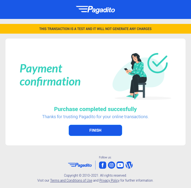 Screen to proceed with the payment.