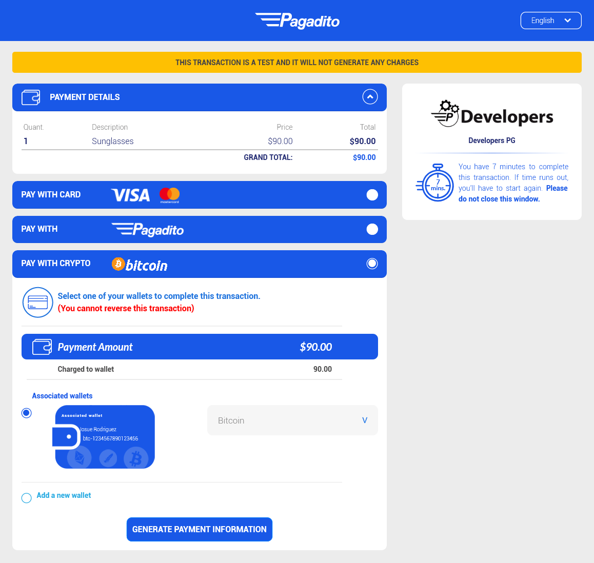 Payment notification sent to the customer and merchant.