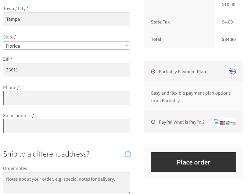 The Partial.ly widget on product landing page