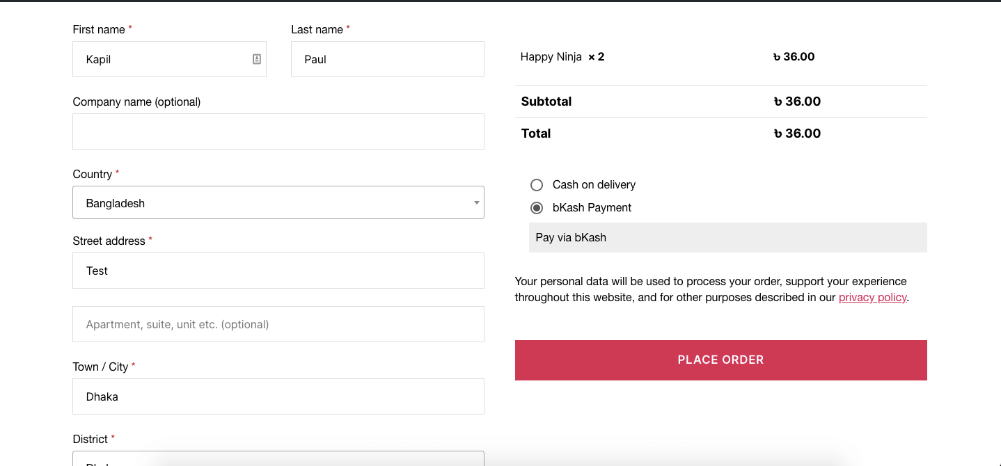 bKash as a payment method