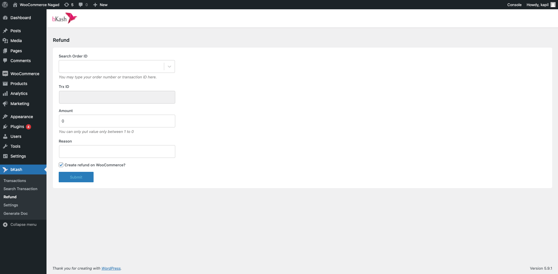 bkash Payment Refund