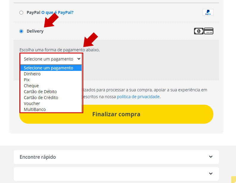 Opção em cartão de débito (Front-End).