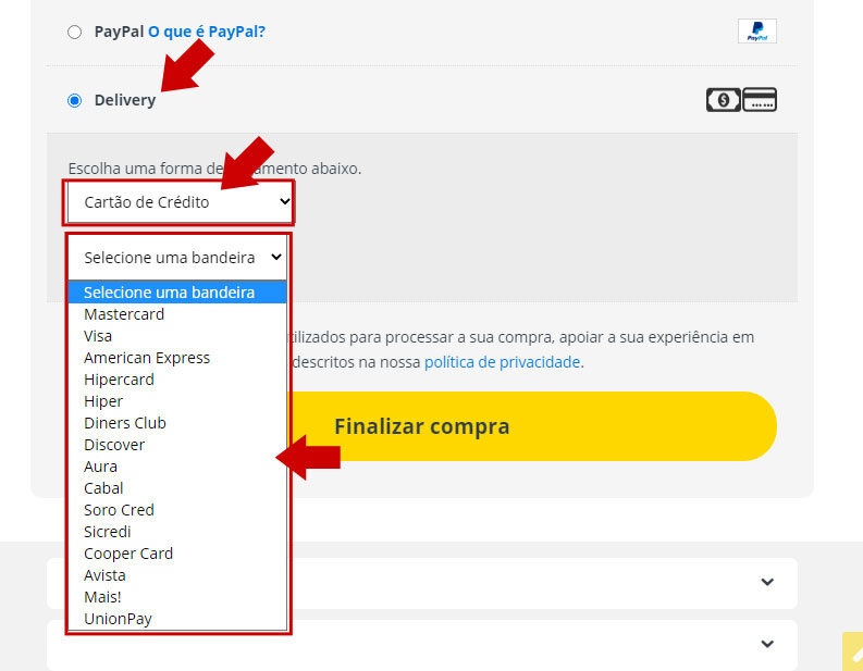 Detalhes de pagamento na visão do Painel de Controle na barra lateral de Notas (Back-End).