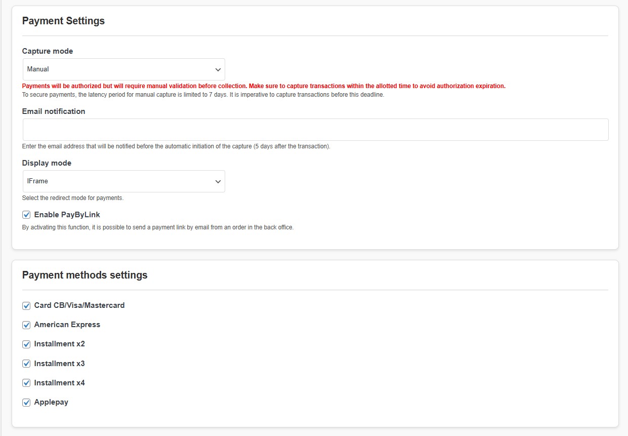 PayXpert Plugin Payment Settings