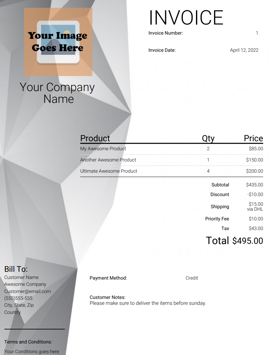 WooCommerce PDF Invoice. PDF Invoice Template