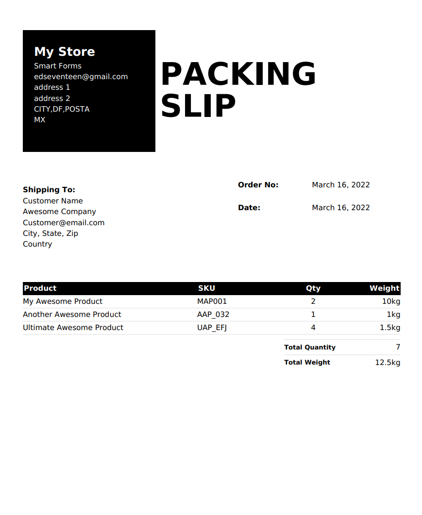 WooCommerce PDF Invoice. PDF Packing Slip