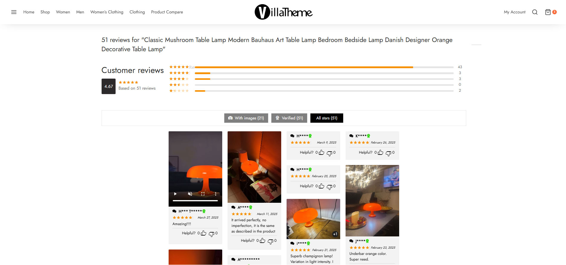 Review on single product page