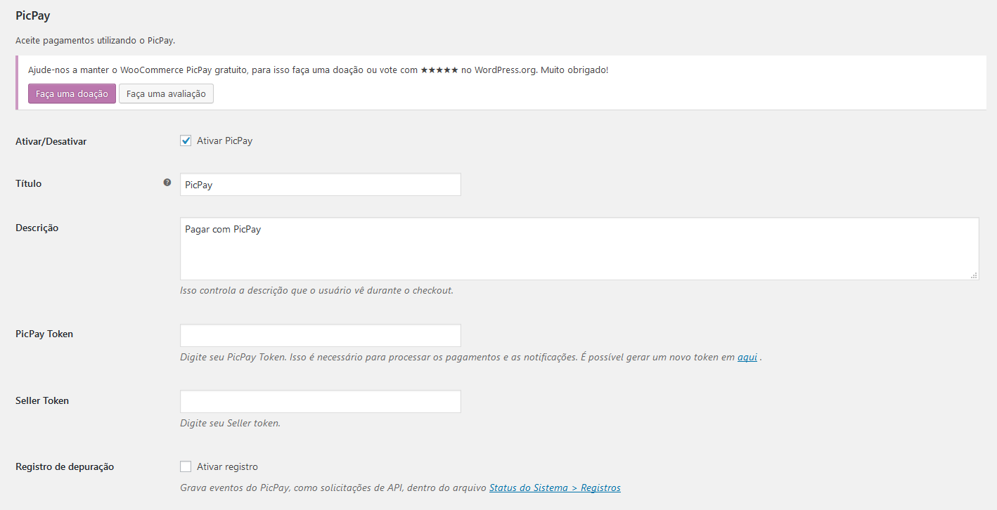 Plugin settings.