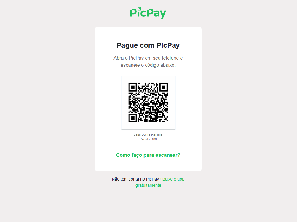 Example of the PicPay payment page.