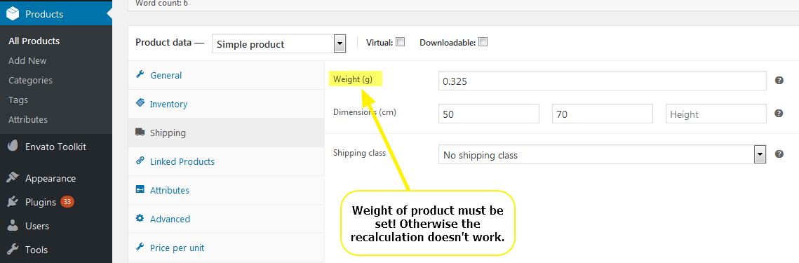 General options - those settings will affect all products