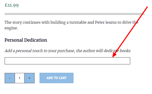 If you don't fill the field on the product page it can be added anew on the cart page - see screenshot 2.