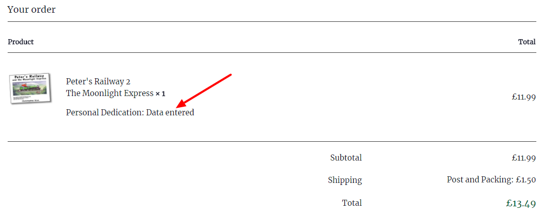 Entered info shows on checkout order review