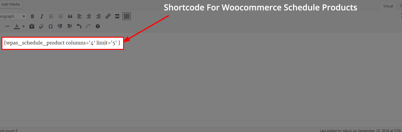 Availability Scheduler -> Shortcode