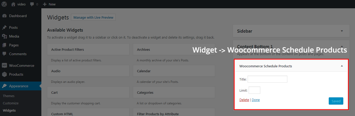 Availability Scheduler -> Widget
