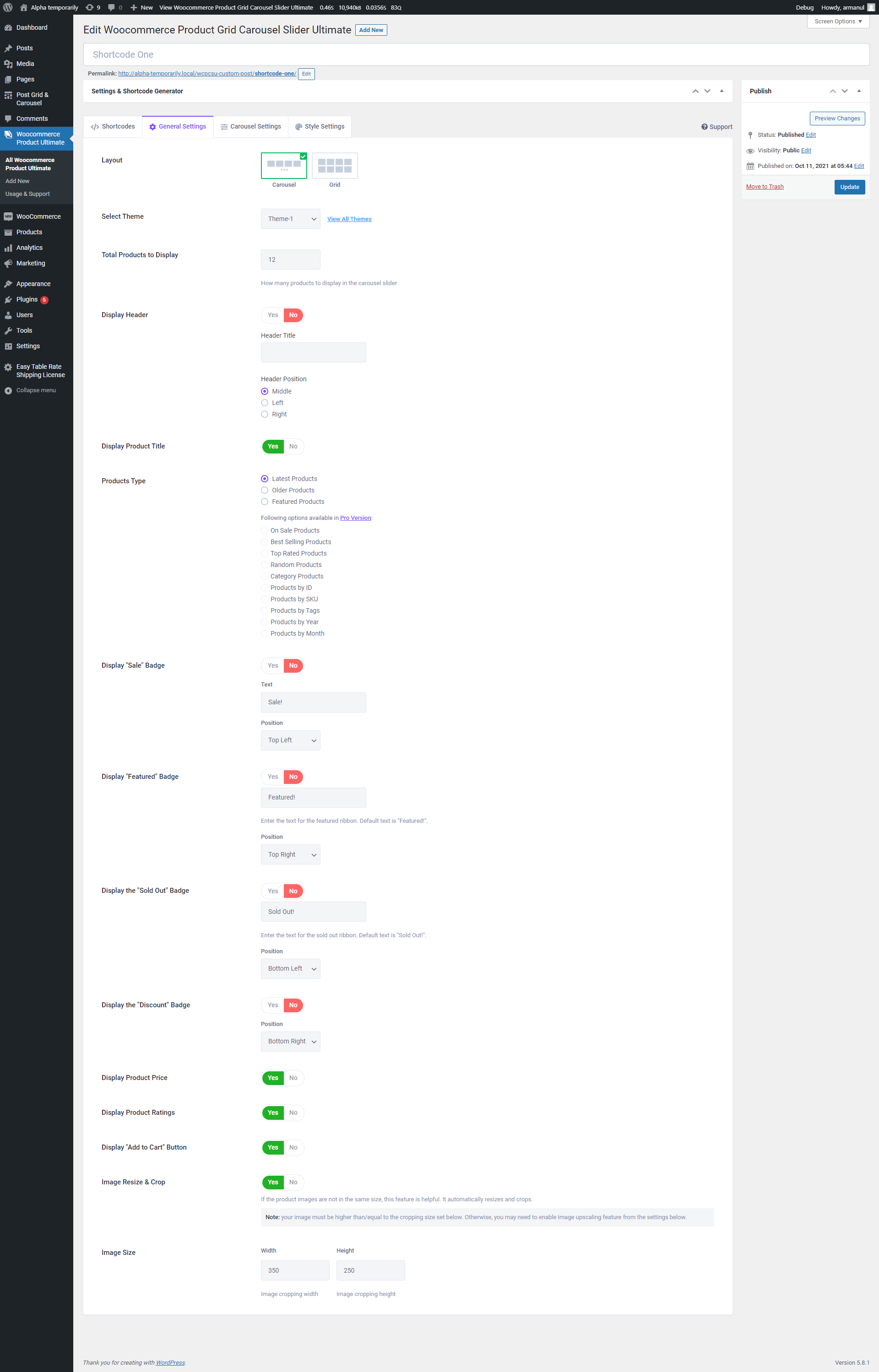 Backend: Style Settings