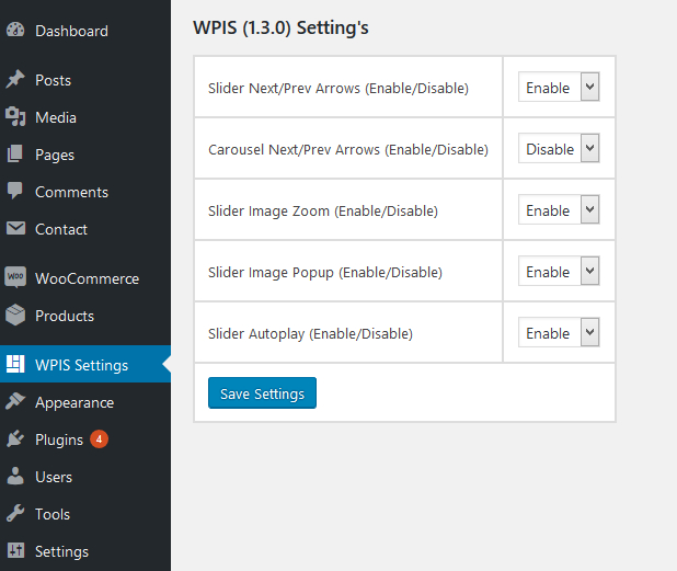 Plugin Admin Settings