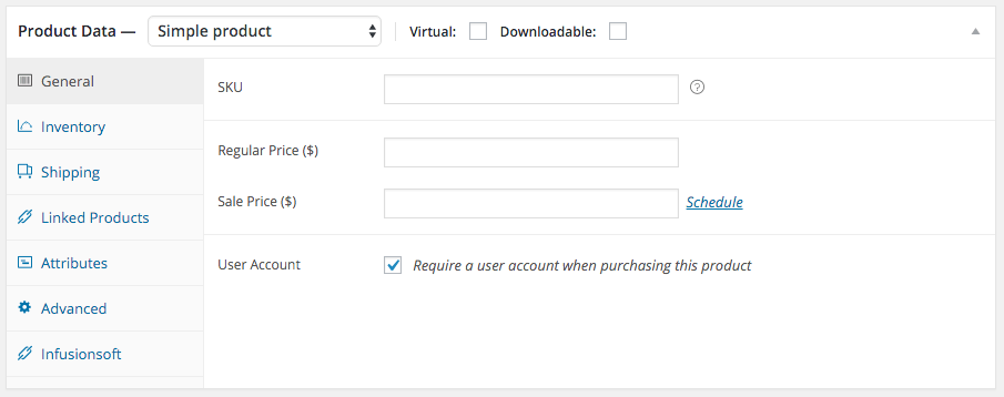 Checkbox on edit product screen