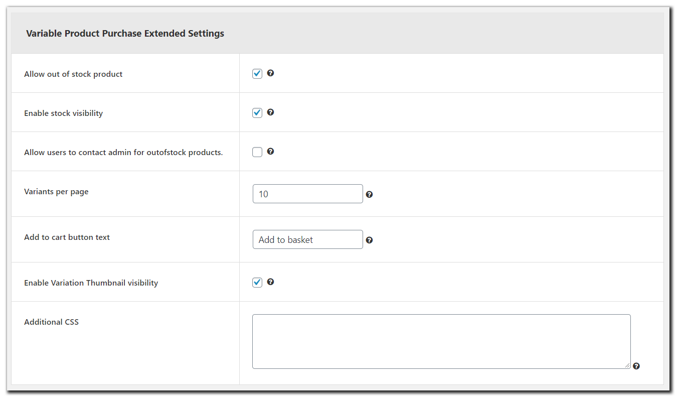 Admin settings for how to active/deactivate the plugin functionality.