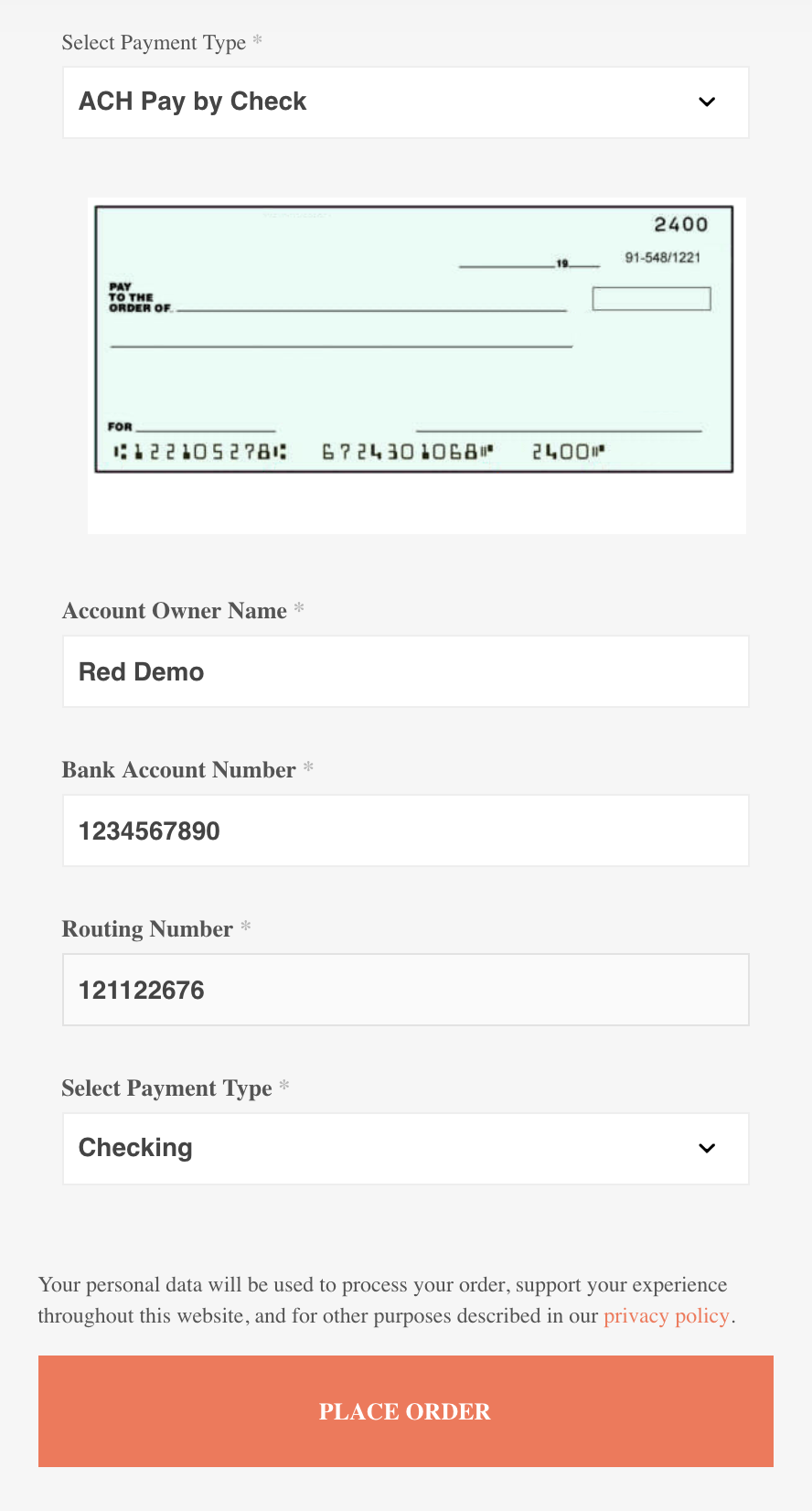 Capturing ACH Check Payments