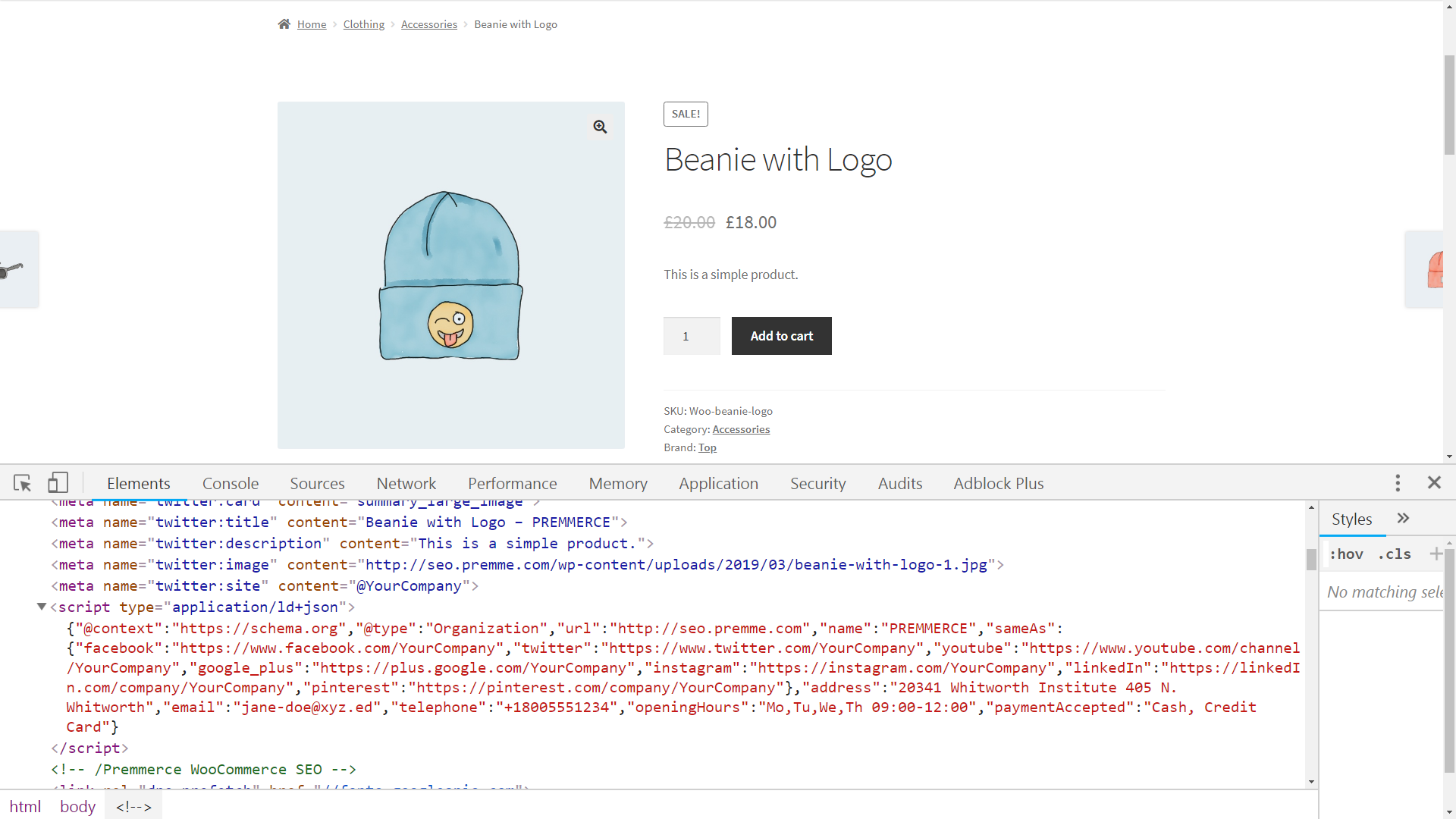 Company Info markup