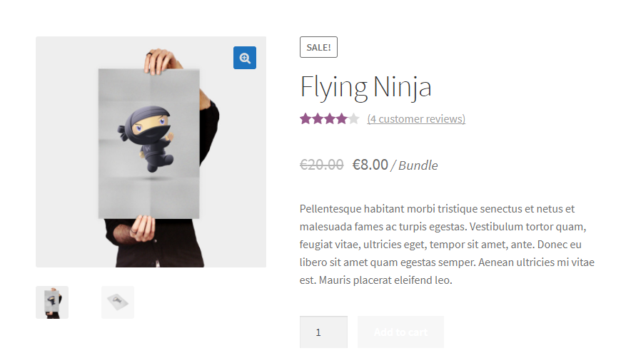 Single product (Units) with Woo Set Price Note - frontend.