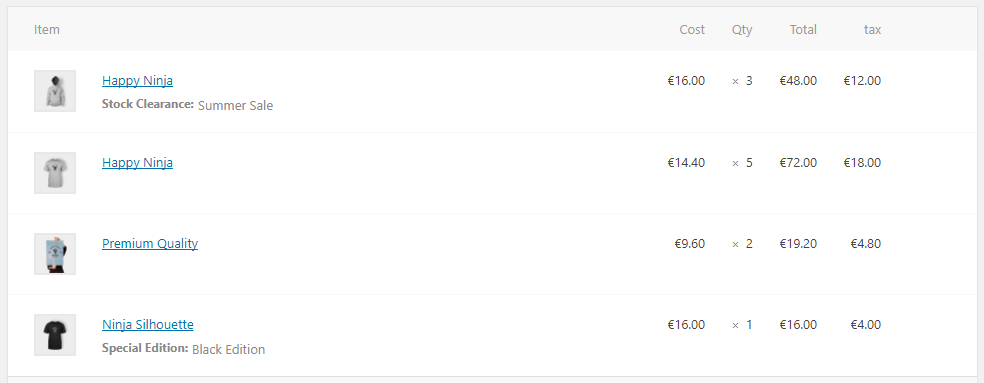 Price Note details based on setting on admin order details page - backend.