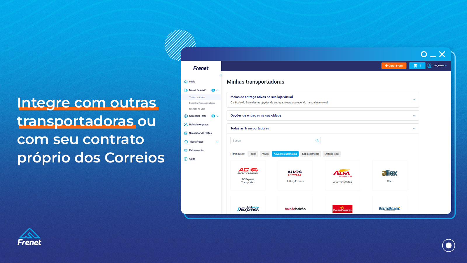 Integração de transportadoras.