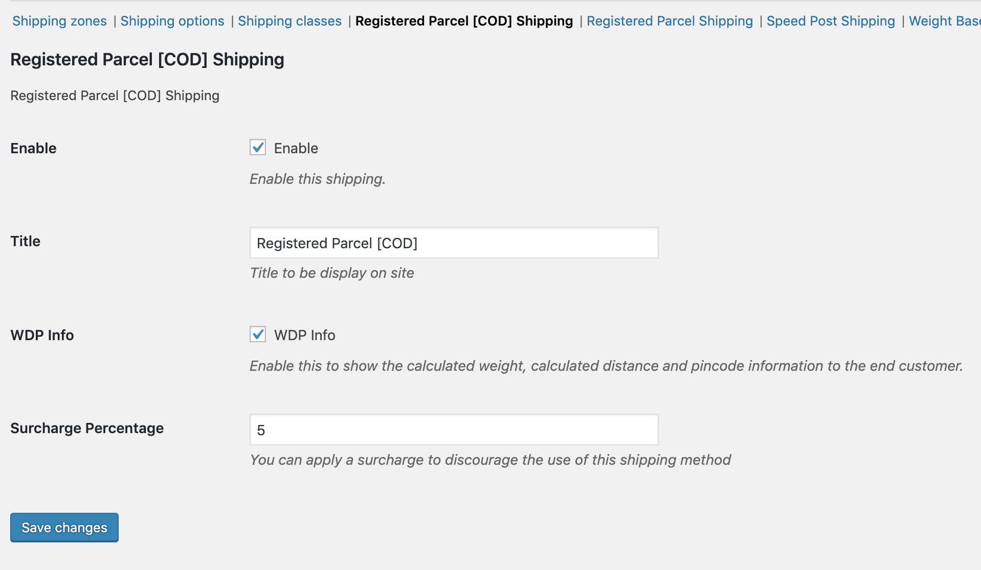 Registered Parcel COD Configurator