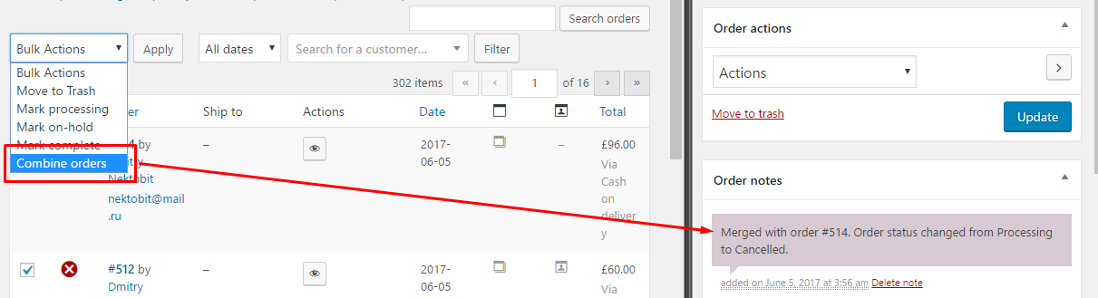 Combining two or more orders into one. It will be useful when the user has made several orders in a short time with delivery to one address.