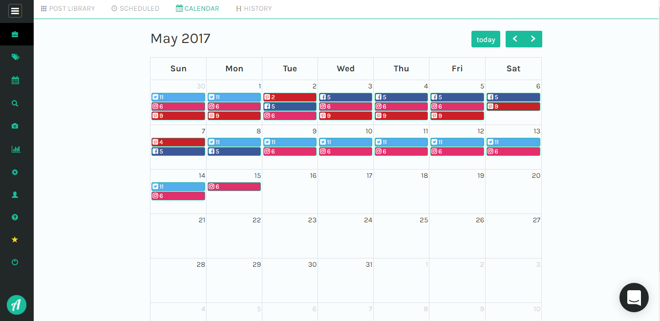 View your social media calendar.