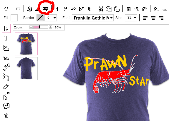 Create your products in our t-shirt designer and add to woocommerce in one-click