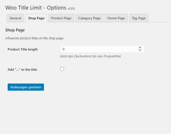Woo Title Limit easy to use settings page.