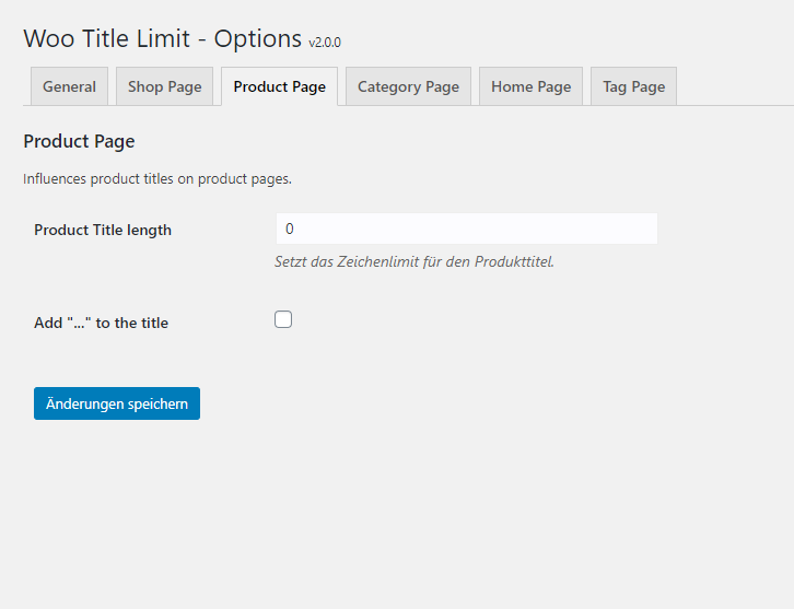 Woo Title Limit easy to use settings page.