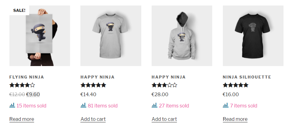 Total sales on shop archive.