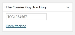 Enter tracking number on relevant order and save it. There is also a link which will open The Courier Guy website tracking page using the waybill number.